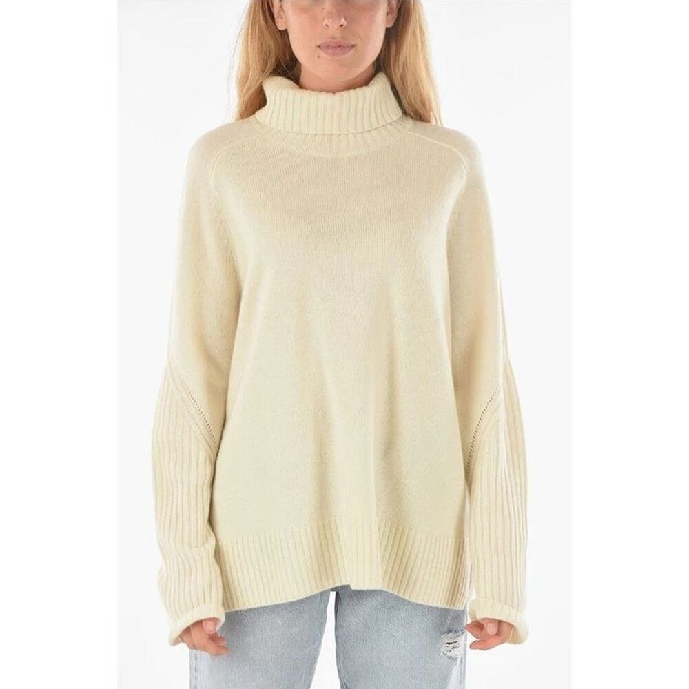 AllSaints Kiera Cashmere Roll Neck Sweater Size Large Boho Slouchy Knit Cream